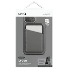 Заредете изображение във визуализатора на галерията – Uniq Lyden DS magnetic RFID wallet with phone stand - gray and black
