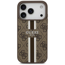 Заредете изображение във визуализатора на галерията – GUESS case for IPHONE 17 Pro compatible with MagSafe GUHMP17LP4RPSW (4G Printed Stripes) brown

