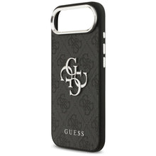 Заредете изображение във визуализатора на галерията – GUESS case for IPHONE 17 Air GUHCP17MP4G4SMCK (4G PU Leather Case with Big 4G and Classic Logo and Silver Metal Camera Frame) black
