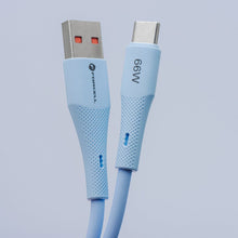 Заредете изображение във визуализатора на галерията – FORCELL F-ENERGY C342 cable USB A to Type C QC4.0 3A 66W Silicone 1 m blue
