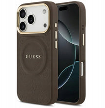 Заредете изображение във визуализатора на галерията – GUESS case for IPHONE 17 Pro compatible with MagSafe GUHMP17LPSAMSECW (PU W/ Peony Hot Stamp) brown
