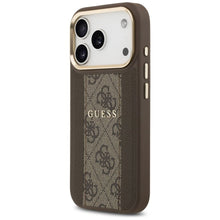 Заредете изображение във визуализатора на галерията – GUESS case for IPHONE 17 Pro compatible with MagSafe GUHMP17LPG4SEMCW (PU W/ 4G Stripe) brown
