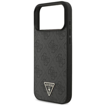 Заредете изображение във визуализатора на галерията – GUESS case for IPHONE 17 Pro Max compatible with MagSafe GUHMP17XP4TSDPPSK (4G PU W/ Strap Triangle Logo) black
