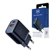 Заредете изображение във визуализатора на галерията – 3mk Hyper Charger 20W USB-C USB-A wall charger - black
