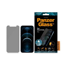 Заредете изображение във визуализатора на галерията – PanzerGlass Standard Super+ antibacterial privacy tempered glass for iPhone 12 Pro Max
