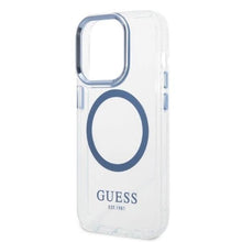 Заредете изображение във визуализатора на галерията – Guess Metal Outline MagSafe case for iPhone 14 Pro - blue
