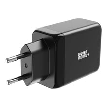 Заредете изображение във визуализатора на галерията – Silver Monkey GaN 65W wall charger 2x USB-C PD 1x USB-A QC 3.0 - black
