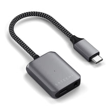 Заредете изображение във визуализатора на галерията – SATECHI adapter AUX Type C (male) to Jack 3,5 mm (female) / Type C (female) ST-UCAPDAM gray
