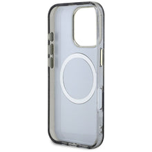 Заредете изображение във визуализатора на галерията – GUESS case for IPHONE 16 Pro Max compatible with MagSafe GUHMP16XHFLPEDK (IML Metal Glitter Flowers Triangle) black
