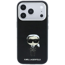 Заредете изображение във визуализатора на галерията – KARL LAGERFELD case for IPHONE 18 Pro/ 17 Pro compatible with MagSafe (Smooth Ikonik Sketch) black
