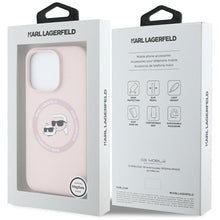 Заредете изображение във визуализатора на галерията – KARL LAGERFELD case for IPHONE 16 Pro Max compatible with MagSafe KLHMP16XSKCHTCP (Silicone KC Heads) pink
