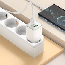 Заредете изображение във визуализатора на галерията – HOCO зарядно USB A + Type C + кабел Type C към Type C PD QC 3A 20W N41 черно
