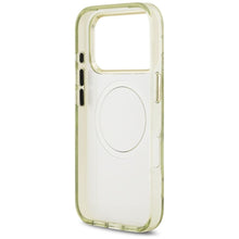 Заредете изображение във визуализатора на галерията – GUESS case for IPHONE 17 Pro compatible with MagSafe GUHMP17LHFLPEDN (IML Metal Glitter Flowers Triangle) green
