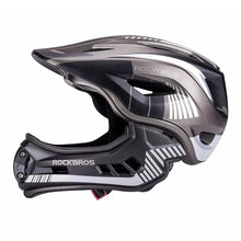 Заредете изображение във визуализатора на галерията – Rockbros TT-32SBTG-L children's bicycle helmet with removable chinbar, size L - gray
