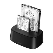 Заредете изображение във визуализатора на галерията – Ugreen CM198 50857 docking station with USB 3.0 for SATA 2.5" 3.5" SSD HHD drives, EU power supply - black

