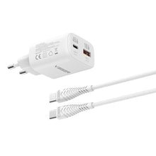 Заредете изображение във визуализатора на галерията – Phone charger VEGER USB A + Type C PD Super Charge PPS 45W + data cable Type C to C 100W TR101 white

