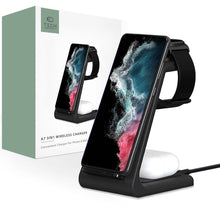 Заредете изображение във визуализатора на галерията – Tech-Protect A7 10W inductive charger in the form of a 3-in-1 stand for smartphone / headphones / smartwatch - black
