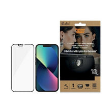 Заредете изображение във визуализатора на галерията – PanzerGlass E2E Microfracture Antibacterial Glass with Swarovsky Crystal Camera Cover for iPhone 13/13 Pro - With Black Frame
