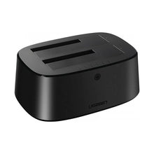 Заредете изображение във визуализатора на галерията – Ugreen CM198 50857 docking station with USB 3.0 for SATA 2.5" 3.5" SSD HHD drives, EU power supply - black
