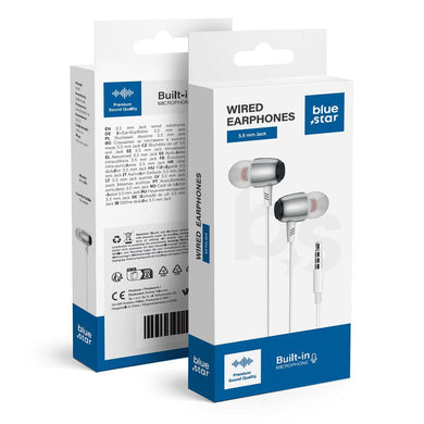 BLUE STAR wire earphones Jack 3,5 mm with microphone M09 1,2 m white