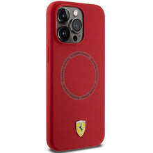 Заредете изображение във визуализатора на галерията – Ferrari Silicone Printed Ring MagSafe case for iPhone 15 Pro Max - red
