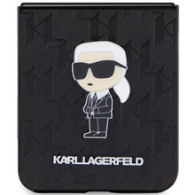 Заредете изображение във визуализатора на галерията – Karl Lagerfeld Saffiano Monogram Ikonik Pin Samsung Galaxy Z Flip 5 case - black
