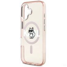 Заредете изображение във визуализатора на галерията – KARL LAGERFELD case for IPHONE 17 compatible with MagSafe KLHMP17SHGCHGKBP (IML Choupette Sketch Logo) pink
