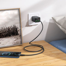Заредете изображение във визуализатора на галерията – HOCO wall charger USB A + Type C + cable Type C to Lightning PD QC3.0 3A 20W N52 black
