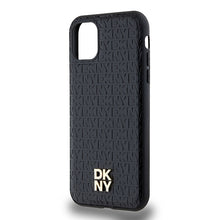 Заредете изображение във визуализатора на галерията – Original Case DKNY hardcase Leather Monogram Pattern Metal Logo MagSafe DKHMN61PSHRPSK for Iphone 11/Xr black
