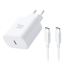 Заредете изображение във визуализатора на галерията – Phone charger Blue Star USB C QC4.0 PD 3A 35W + cable USB C to USB C TFB-TC-25WPD white
