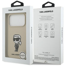 Заредете изображение във визуализатора на галерията – KARL LAGERFELD case for IPHONE 17 Pro compatible with MagSafe KLHMP17LSKIGROW (Silicone W/ KL Sketch &amp; Logo) brown
