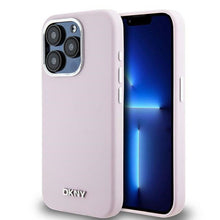Заредете изображение във визуализатора на галерията – DKNY case for IPHONE 15 Pro compatible with MagSafe DKHMP15LSMCHLP (DKNY HC MagSafe Silicone W/Horizontal Metal Logo) pink
