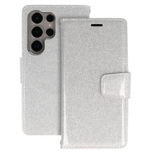 Заредете изображение във визуализатора на галерията – Liavec Glitter Magsafe Book Case for Samsung Galaxy S23 Ultra silver
