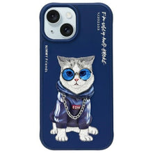 Заредете изображение във визуализатора на галерията – NIMMY case GLASSES COOL CAT for IPHONE 15 blue
