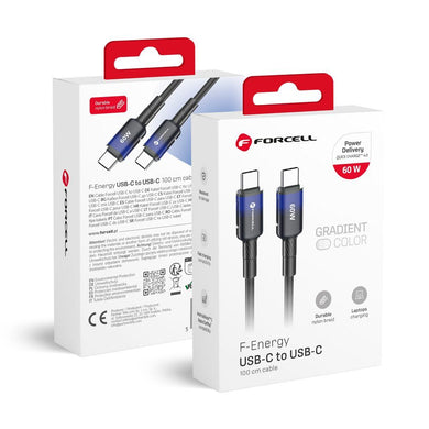 FORCELL F-ENERGY C354 cable Type C to Type C QC4.0 PD 3A 60W Gradient 1 m black