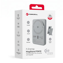 Заредете изображение във визуализатора на галерията – Powerbank compatible with MagSafe Forcell F-Energy MagStand QI2 F5K10 QC3.0 PD3.0 20W 5000 mAh white

