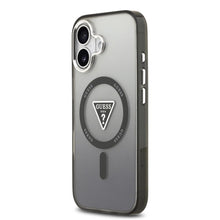 Заредете изображение във визуализатора на галерията – GUESS case for IPHONE 17 compatible with MagSafe GUHMP17SHGTMLCGK (IML Gradient W/ Triangle Logo) black
