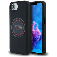 Заредете изображение във визуализатора на галерията – RED BULL case for IPHONE 16e (SE 4 2025) compatible with MagSafe RBHMPSE424PUMEVR (Meshed PU Logo and Red Ring) navy
