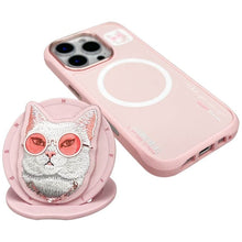 Заредете изображение във визуализатора на галерията – NIMMY case GLASSES COOL CAT compatible with MagSafe for IPHONE 16 Pro pink
