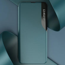 Заредете изображение във визуализатора на галерията – Eco Leather View Case elegant bookcase type case with kickstand for Samsung Galaxy A52s 5G / A52 5G / A52 4G blue

