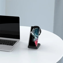 Заредете изображение във визуализатора на галерията – Tech-Protect A7 10W inductive charger in the form of a 3-in-1 stand for smartphone / headphones / smartwatch - black
