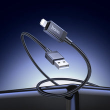 Заредете изображение във визуализатора на галерията – Cable USB A to Lightning Hoco 2,4A with display 1 m X118 black
