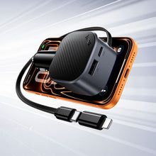 Заредете изображение във визуализатора на галерията – Car charger Hoco USB A + USB C PD QC3.0 45W with retractable cable USB C Z68 black
