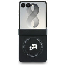 Заредете изображение във визуализатора на галерията – KARL LAGERFELD case for SAMSUNG GALAXY Z FLIP 8 compatible with MagSafe (Karl&amp;Choupette Saffiano Pins) black
