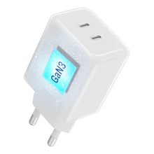 Заредете изображение във визуализатора на галерията – Phone charger Forcell F-Energy GaN III Crystal Color 2x USB C AVS SSFC3.0 60W + silicone cable USB C to USB C VT-60 white
