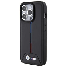 Заредете изображение във визуализатора на галерията – BMW Quilted Tricolor case for iPhone 15 Pro Max - black
