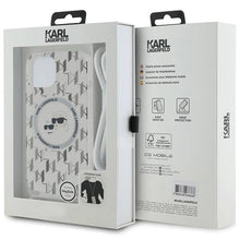 Заредете изображение във визуализатора на галерията – Karl Lagerfeld IML Crossbody Monogram Karl &amp; Choupette Head MagSafe Case for iPhone 15 / 14 / 13 - Transparent
