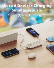 Заредете изображение във визуализатора на галерията – Powerbank Charmast W2065 PD3.0 3A 22,5W 20000 mAh with built-in cables USB A / USB C / Lightning / Micro USB White
