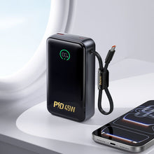 Заредете изображение във визуализатора на галерията – Powerbank 20000 mAh QC PD 2A 45W with built-in cable USB C Hoco Q54 metal gray
