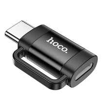 Заредете изображение във визуализатора на галерията – HOCO adapter OTG Type C (male) to Lightning (female) 3A UA31E black
